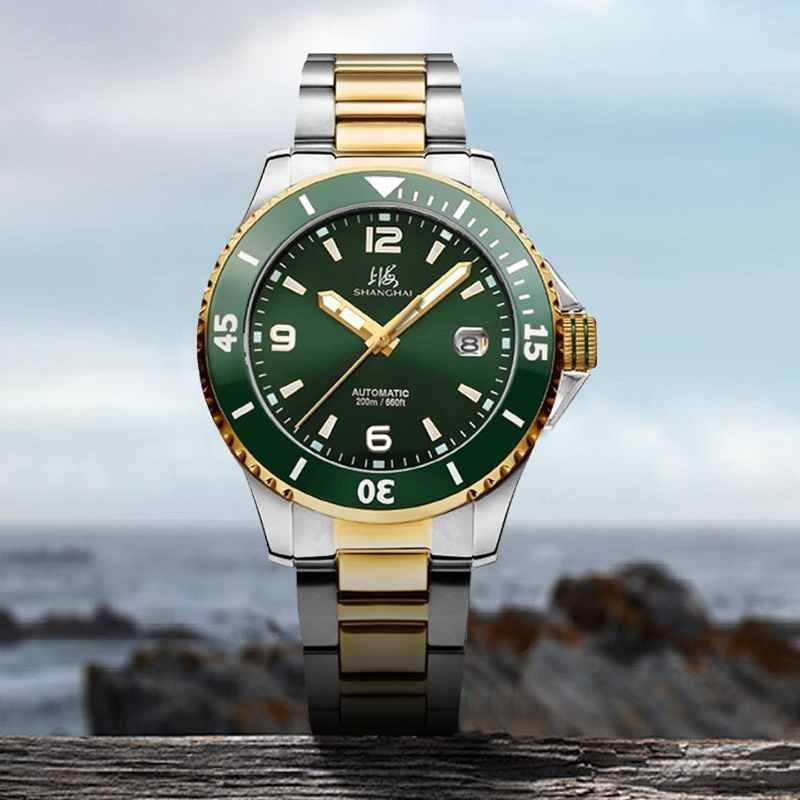 Waterproof Diving Watch - Jam Tangan Shanghai National 3080 Green