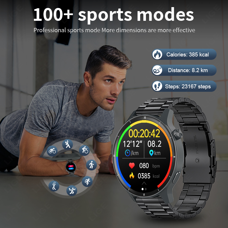 LIGE Jam Tangan Pintar Dial Di - Smartwatch Latest Watches For Men ulasan dan harga