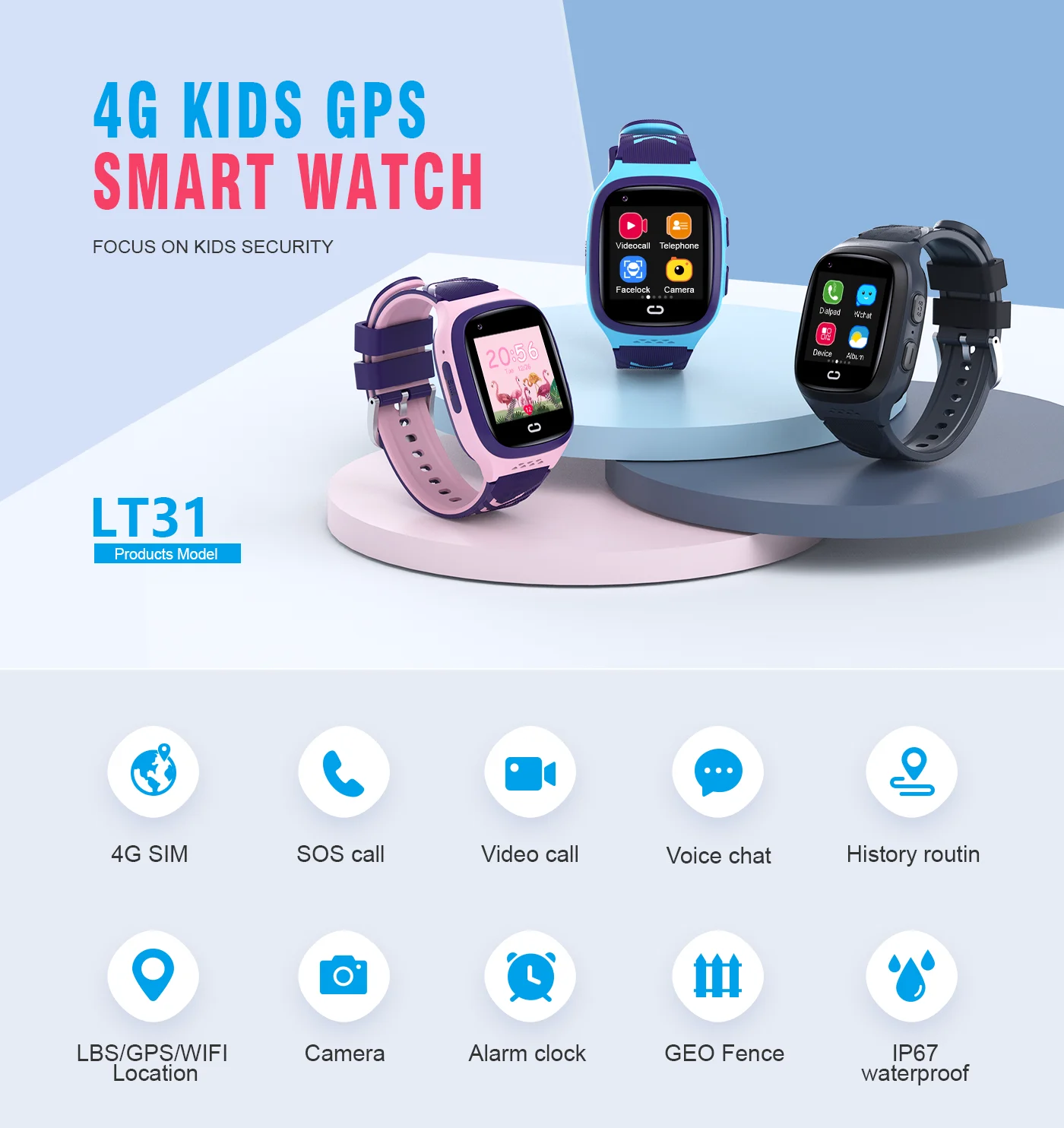 Jam Tangan Pintar Anak 4G SOS  - Smartwatch Digital Watches For Kids ulasan dan harga