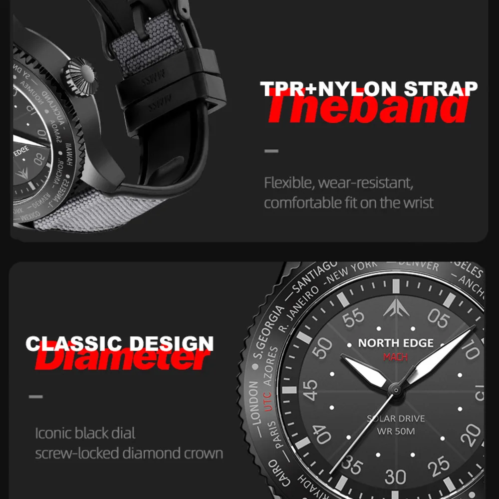 NORTH EDGE MACH Jam Tangan Kua - Solar Powered Watch ulasan dan harga